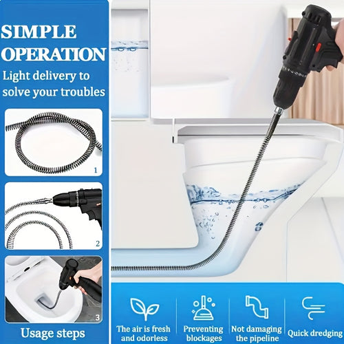 1pc Of 59.06 Inch Flexible Pipe Unclogger - Multifunctional Sink And Toilet Unclogger, Hair And Waste Removal Expert, Bathroom And Kitchen Drain Cleaner, Pipe Snake Accessory - Easy to Use, Durable, Space Saving Design