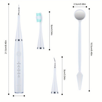 Electric Toothbrush Kit USB Rechargeable - Multi-Accessory Dental Care Set with Travel Case, Replaceable Brush Heads, Portable Oral Hygiene Device for Home & Travel, Gift for Men & Women, Black or White