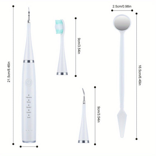 Electric Toothbrush Kit USB Rechargeable - Multi-Accessory Dental Care Set with Travel Case, Replaceable Brush Heads, Portable Oral Hygiene Device for Home & Travel, Gift for Men & Women, Black or White