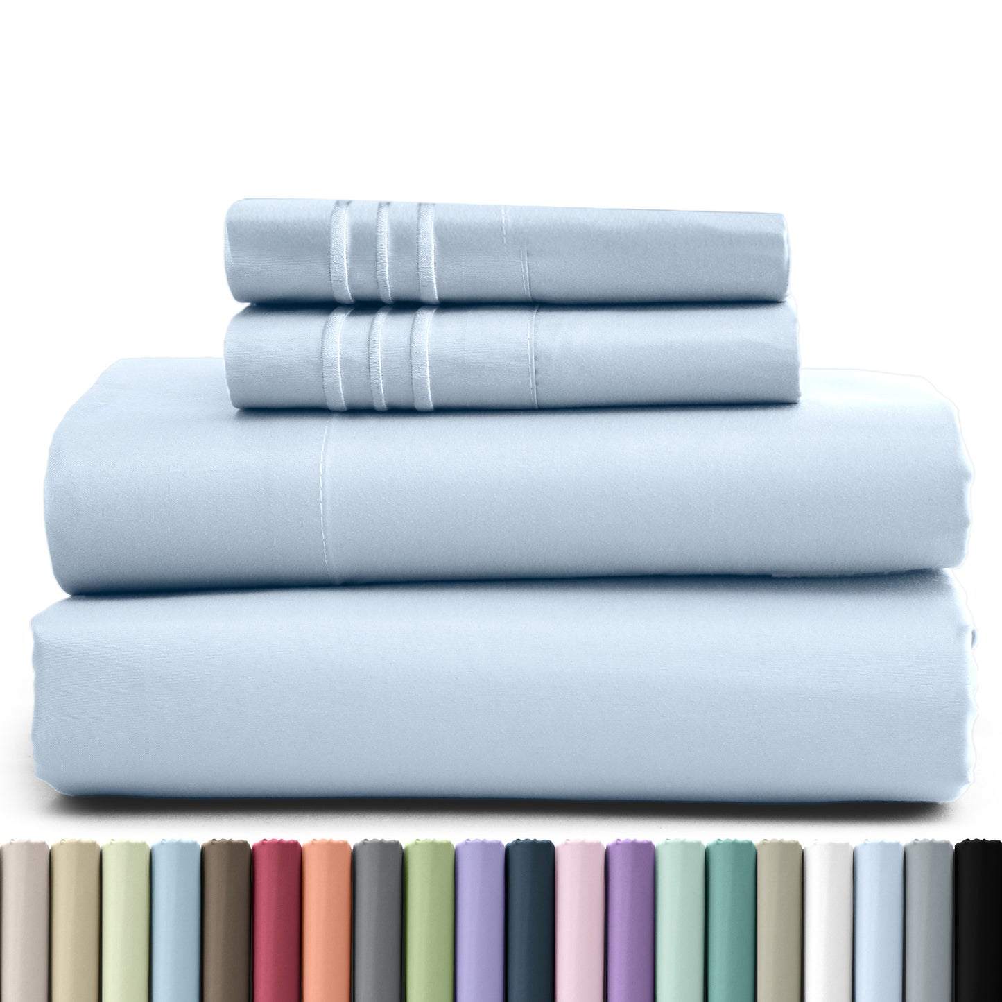 Hannah Bedding 4 Pieces Solid Colors Bed Sheets - 1800 Series Brushed Sheet Set With Pillowcases, Deep Pocket Bedding Set For Ultimate Comfort - Lightweight And Breathable Cooling Sheet Set - 16 Inches Deep Pocket