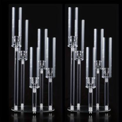 Clear Candelabra 5Arm Candlestick Candle Holder Acrylic, Taper Candle Holders For Wedding Centerpiece Dining Table Party Anniversary Decor