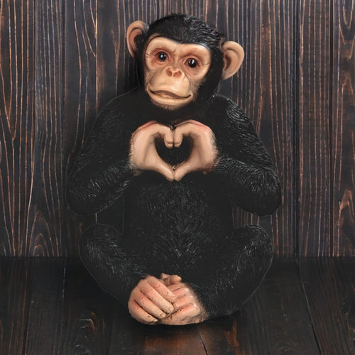 5"H Chimpanzee with Hand Sign Heart Figurine Perfect for Home or Room Decor, Unique Gift for Housewarmings, Holidays, and Birthdays, and a Great Collectible Piece