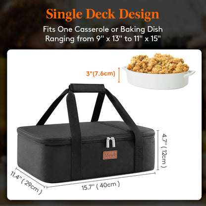 One/ Double Decker Insulated Casserole Carrier for Hot or Cold Food, Casserole Dish Carrying Case, Lasagna Holder for Potluck Parties/ Picnic/ Cookouts/ Party, Fits 9"x13" Baking Dish