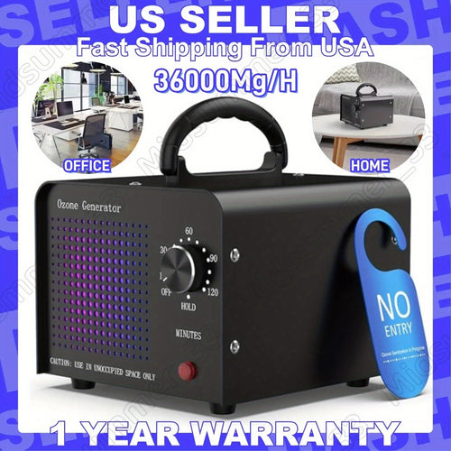 Ozone Generator 40,000mg/h Commercial Odor Eliminator | O3 Ionizer Air Purifier Deodorizer with Timer for Home, Bedroom, Office & Car | Removes Smoke, Pet, Paint & Cooking Odors | Black