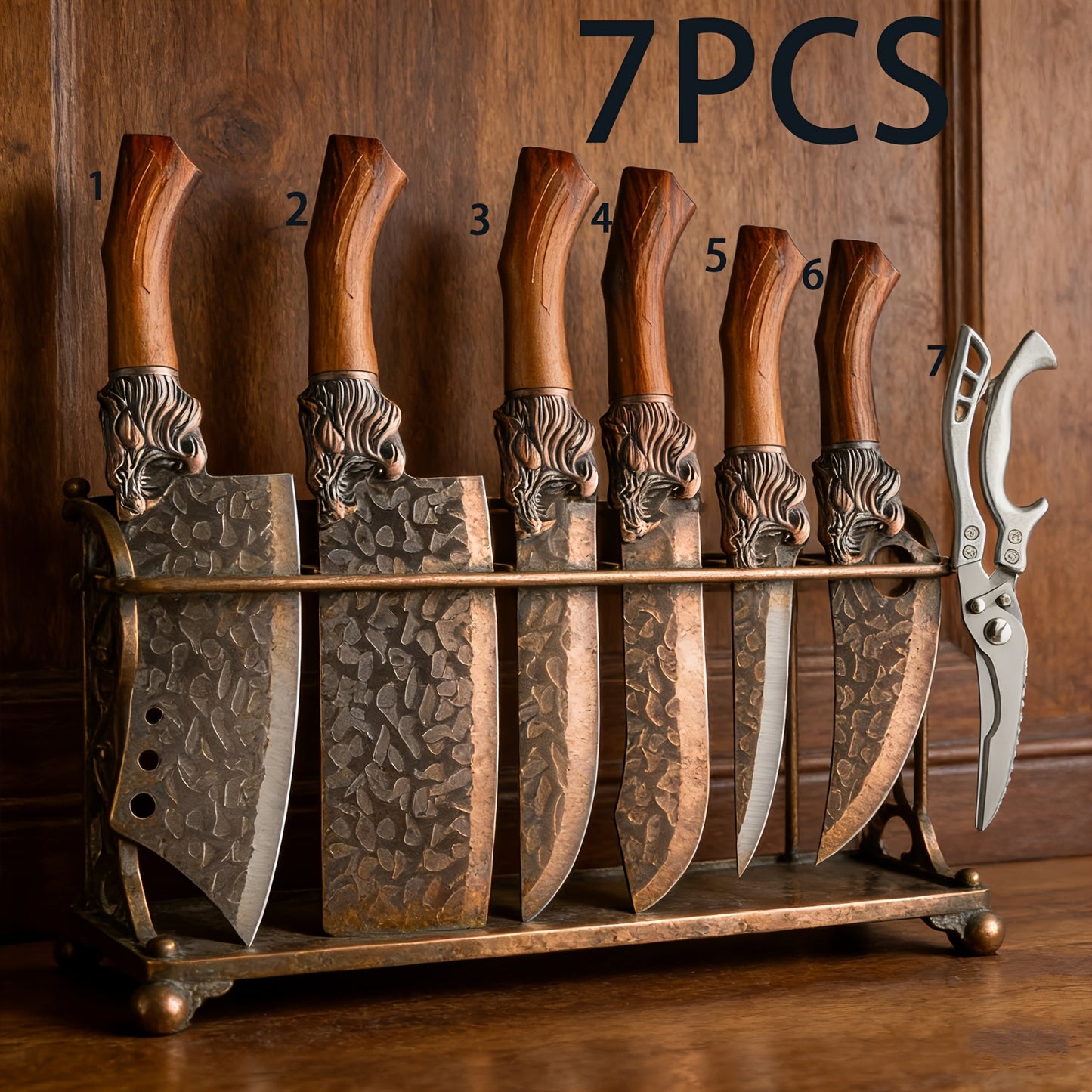 Professional Forged Stainless Steel Kitchen Knife Set, 7pcs/4pcs - Includes Boning Knife, Slicing Knife, Carving Knife, Fillet Knife, Butcher Knife, and Scissors. Suitable for Meat and Fish, Ultra-sharp and Durable Knives