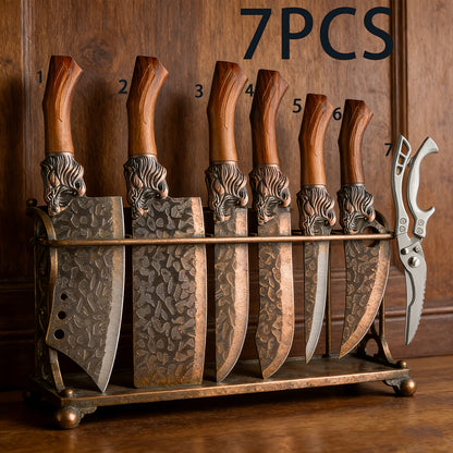 Professional Forged Stainless Steel Kitchen Knife Set, 7pcs/4pcs - Includes Boning Knife, Slicing Knife, Carving Knife, Fillet Knife, Butcher Knife, and Scissors. Suitable for Meat and Fish, Ultra-sharp and Durable Knives