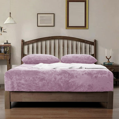 Double-Sided Velvet Sheet Set – Soft Warm Milk Velvet & Suede Fitted Sheet with Pillowcases All Seasons Twin Full Queen King