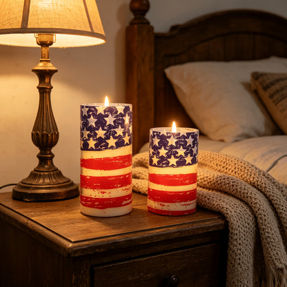 American Independence Day Flameless Candle, with Flickering Flame Effect, for Patriotic Theme Home Decor, Independence Day, Memorial Day Table Centerpiece