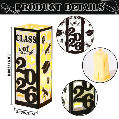 Large 6pcs Graduation Centerpiece Set - Class of 2026 Decorative Lantern Box, Suitable for University and High School Graduation Party Supplies, Party Kit