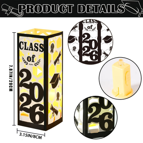 Large 6pcs Graduation Centerpiece Set - Class of 2026 Decorative Lantern Box, Suitable for University and High School Graduation Party Supplies, Party Kit