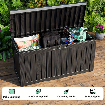 345L/92GAL Storage Capacity Effect with Lockable LidDurable Resin Construction Will Not Rust, Dent Or PeelStrong Enough to Sit Two People UV Protected And Weatherproof Steel Supports for Strength KD Design Easy to Clean& Assemble Halloween, Box