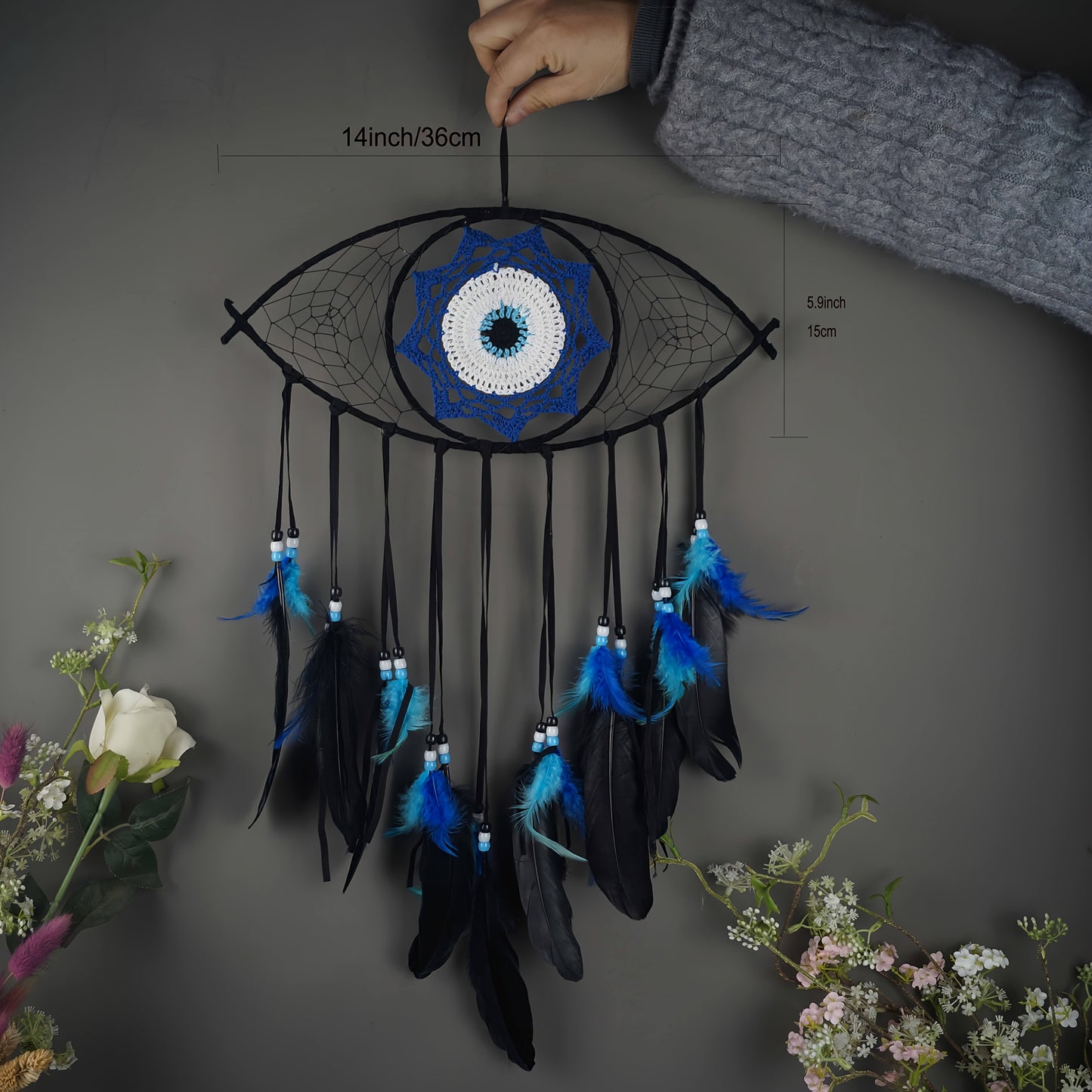 Evil Eye Dream Catcher Wall Decor, Dreamcatcher Hanging Pendant for Home Protection And Blessing Decor with A  Accessories Evil Eye Charm Gift