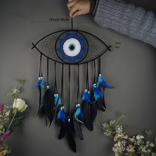 Evil Eye Dream Catcher Wall Decor, Dreamcatcher Hanging Pendant for Home Protection And Blessing Decor with A  Accessories Evil Eye Charm Gift