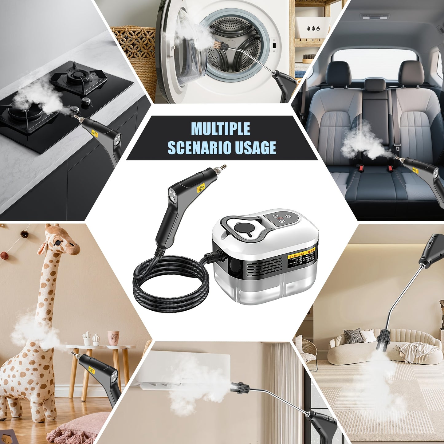 [Mother's Day Gift] High-Pressure Steam Cleaner, Portable High-Temperature Bathroom Steam Cleaner with 3 Brush Heads, Household Steam Cleaner for Kitchen Furniture Home Car Cleaning, The Perfect Gift for Mom - Mother's Day Gift