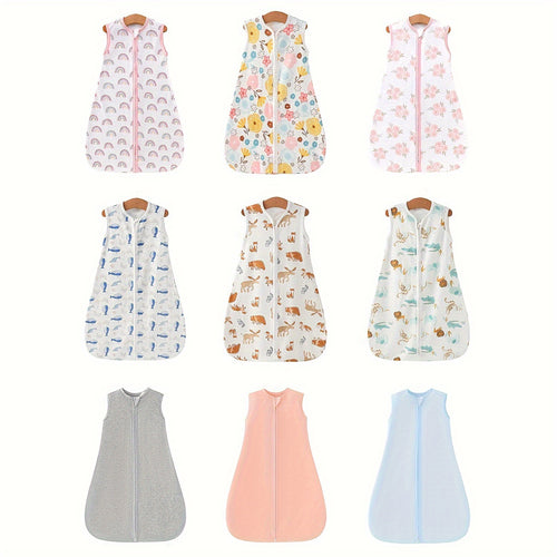 2/ 3pcs Baby Sleeping Bag Two-way Zip, 0-24mouths Baby Wearable Blanket Comfortable Elastic Lightweight, Air-conditioned Room Anti-kicking Quilt Anti-cooling, Vest Sleeping Bag Anti-surprise Swaddling Clothes, Suitable for Boys And Girls