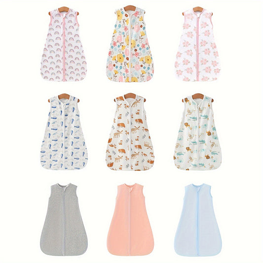 2/ 3pcs Baby Sleeping Bag Two-way Zip, 0-24mouths Baby Wearable Blanket Comfortable Elastic Lightweight, Air-conditioned Room Anti-kicking Quilt Anti-cooling, Vest Sleeping Bag Anti-surprise Swaddling Clothes, Suitable for Boys And Girls