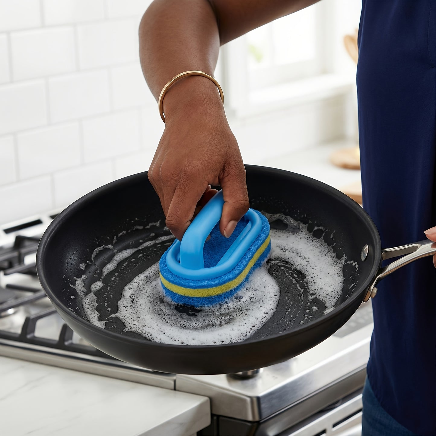 5pcs Thickened Natural Sponge Cleaning Brushes, Ergonomic Handle, Quick-Drying And Gentle, for Multi-Surface Cleaning Including Kitchen, Bathroom, Pool, And Dishware, Durable And Pill-Free.