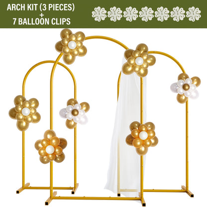for party Packs Metal Arch Backdrop Stand Golden Wedding Arch Stand Set Of 3 (7.2ft/6.6ft/6ft), Square Arch Frame For Party Packs, Birthday, for party, Graduation, Ceremony Decoration, Thanksgiving Gifts, Halloween Gifts