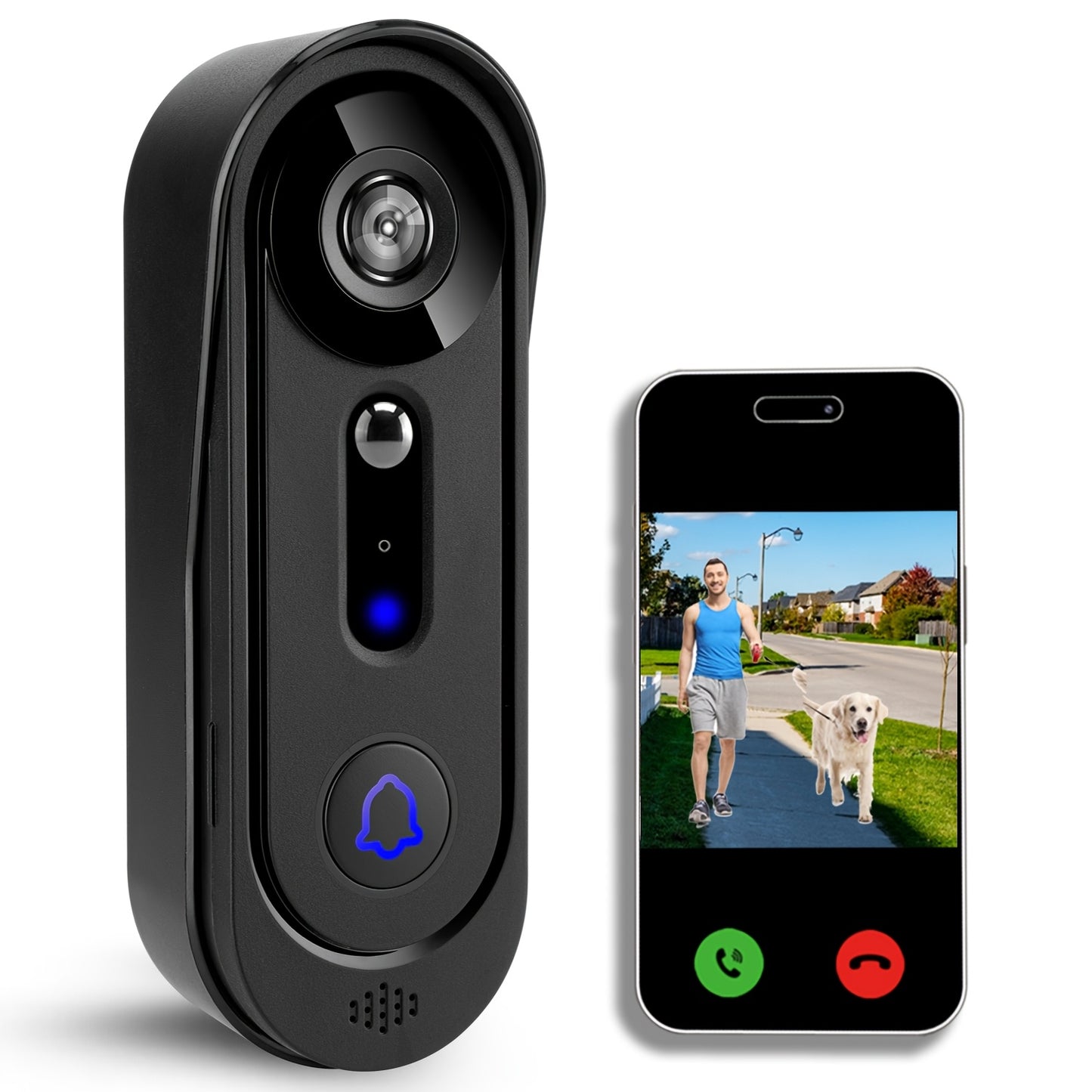 Doorbell Camera Wireless 1080P, Alert, Night Vision, Motion Detection, Indoor Chime, Two Way Audio, Battery Power, Only 2.4Ghz, Cloud Storage