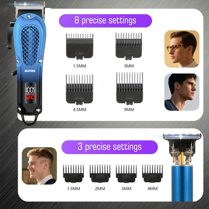Men's Hair Clipper, Professional Electric Hair Trimmer, Beard Trimmer and Rechargeable Shaver Set, LED Display, Men's Grooming Tool Kit, Suitable for Daily Grooming and As A Gift for Men.