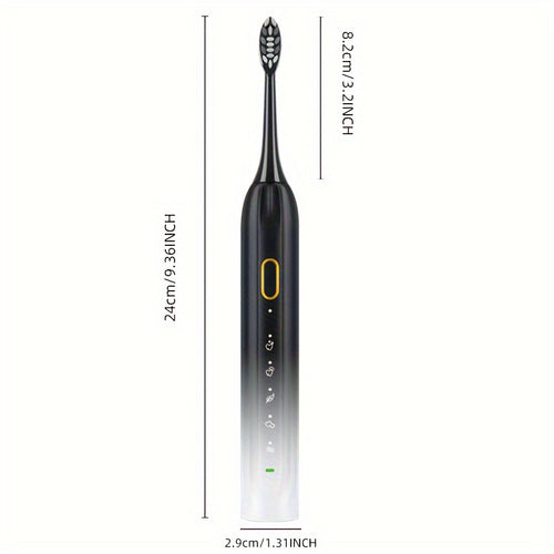 IPX8 Sonic Electric Toothbrush, USB Direct Charging, Couple Style with Replaceable Heads, Metal Shaft, for Adults (Men & Women), Rechargeable, Intelligent Timer, Includes 5 Replacement Brush Heads