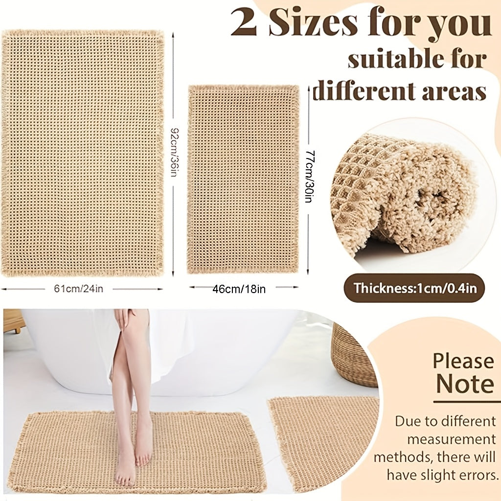 Super Absorbent Non-Slip Bath Mats for The Bathroom Floor, Featuring Tassels And a Backing, Ultra-Soft And Machine Washable