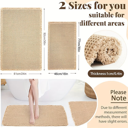 Super Absorbent Non-Slip Bath Mats for The Bathroom Floor, Featuring Tassels And a Backing, Ultra-Soft And Machine Washable