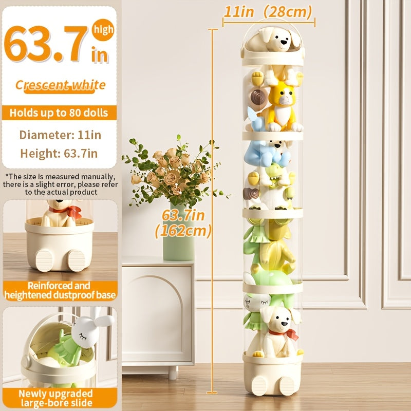 Transparent Cylindrical Doll Storage Bucket, Layered Design - Children's Plush, Figurines, And Dolls Dustproof Storage, Household Organizing Bucket, Easy Assembly, Suitable for Living Rooms, Bedrooms, Storage Rooms, Etc