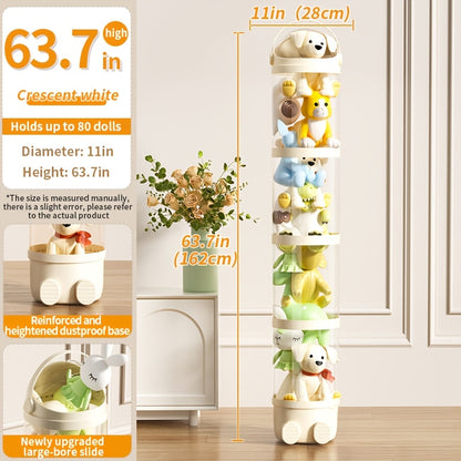 Transparent Cylindrical Doll Storage Bucket, Layered Design - Children's Plush, Figurines, And Dolls Dustproof Storage, Household Organizing Bucket, Easy Assembly, Suitable for Living Rooms, Bedrooms, Storage Rooms, Etc