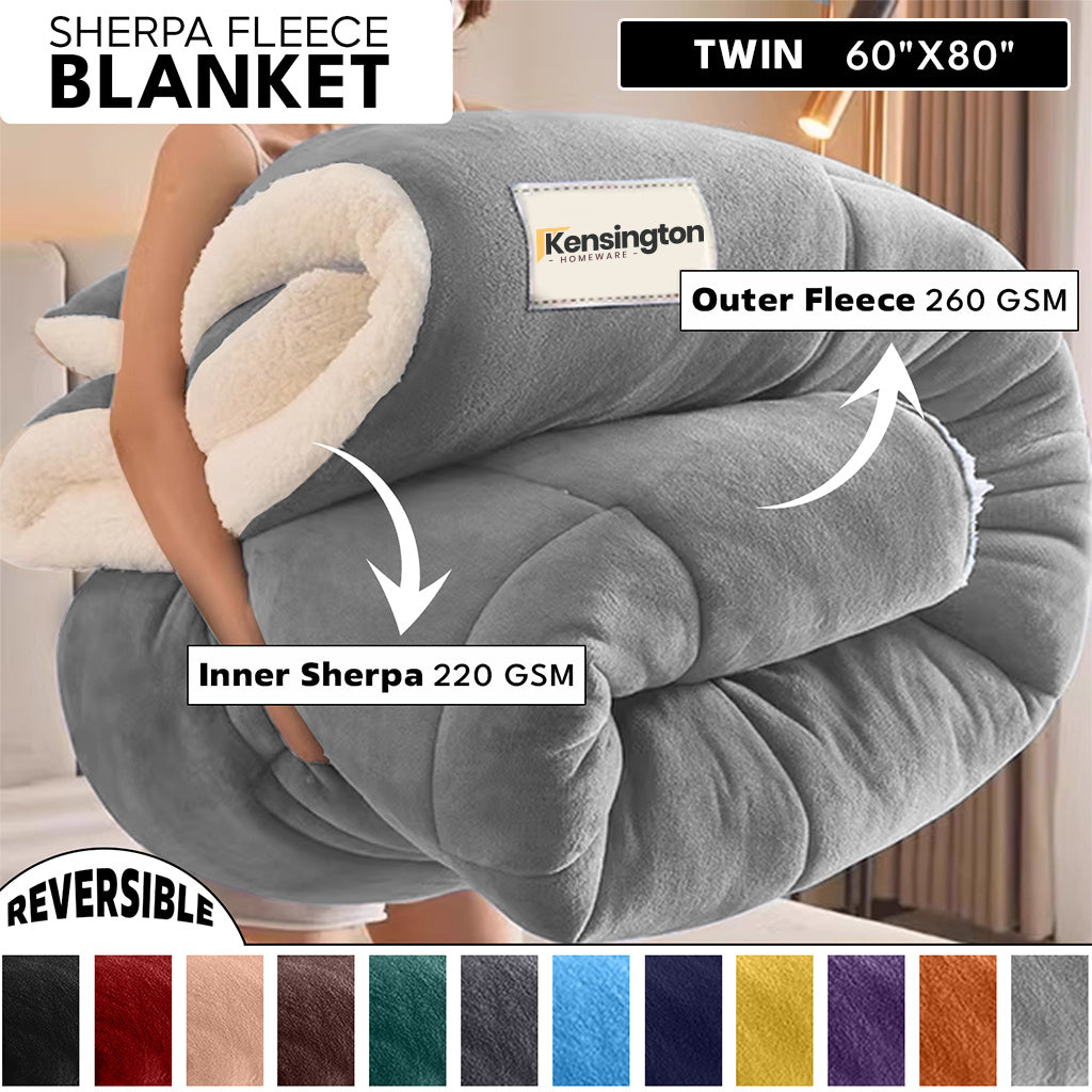 480GSM Heavy Sherpa Fleece Blanket – Double-Sided Warm Throw for Couch, Bed, Office and Travel, Reversible All Season Comfort, Room & Sofa Decoration, Holiday Gift, Sofa Blankets