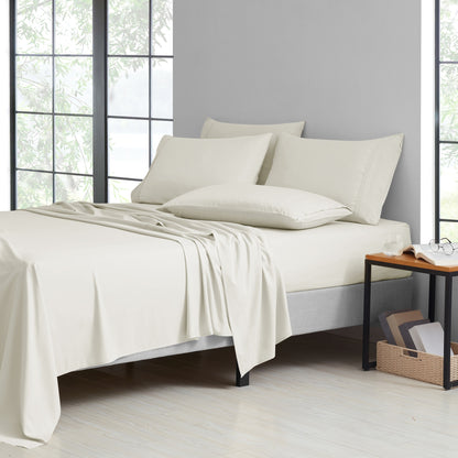 Bibb Home 2000 Thread Count 6 Piece Bamboo Sheet Set – Summer Satin Cooling, Deep Pocket, 6-Pc Egyptian Luxury, Bonus Pillowcases