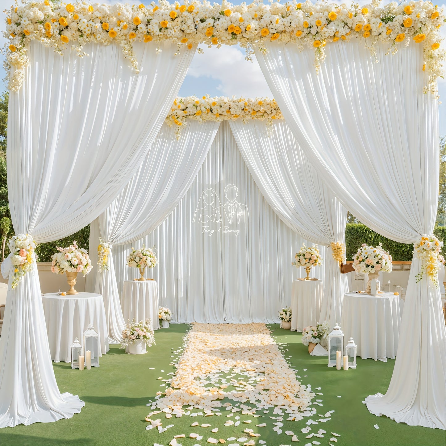 4 Pack 5x10 Feet Elegant Heavyweight Nonwoven Blackout Backdrop Curtain - Durable & Wrinkle-Resistant, Smooth Hanging - For Wedding, Birthday, Baby Shower Party Decor Photography Background