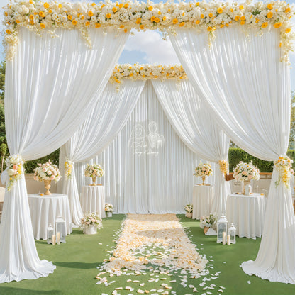 4 Pack 5x10 Feet Elegant Heavyweight Nonwoven Blackout Backdrop Curtain - Durable & Wrinkle-Resistant, Smooth Hanging - For Wedding, Birthday, Baby Shower Party Decor Photography Background