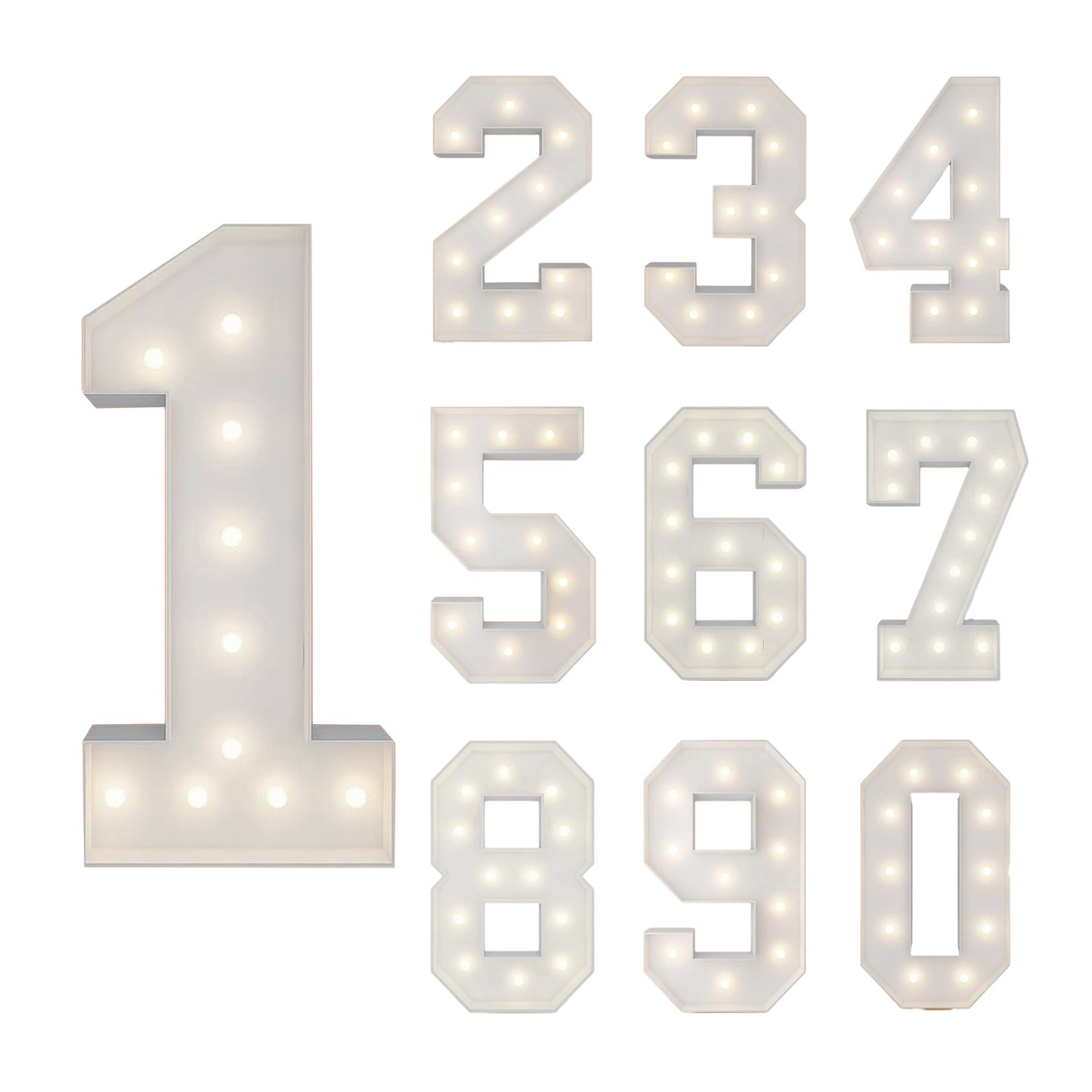 3/4ft LED Up Numbers Pre-Cut Frame Giant Marquee Numbers Mosaic Numbers for Balloons For party, birthday Decoration