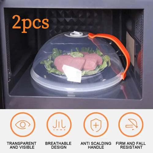 2pcs Microwave Food Cover, Splash-Proof Food Cover with Steam Hole and Handle, Suitable for Microwave Heating, Easy to Hold, Suitable for Microwave and Kitchen Supplies