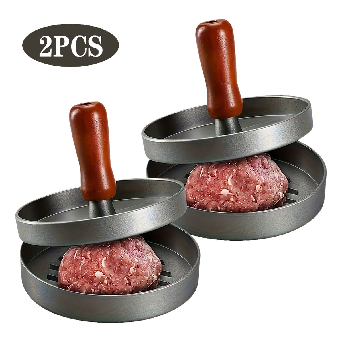 2pcs Heavy-Duty Non-Stick Burger Press with Heavy Press Mechanism & Round Patty Maker Mold - Heavy Duty Sharp Cooking Shears Suitable for Beef, Chicken, Fish, Poultry - Hamburger Press for & Professional Kitchens