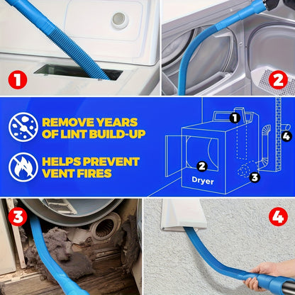 Dryer Vent Cleaning Kit, Dryer Lint Vacuum Cleaner Accessories and Flexible Dryer Lint Brush, Vacuum Hose Accessories, Vacuum Hose Brush Set