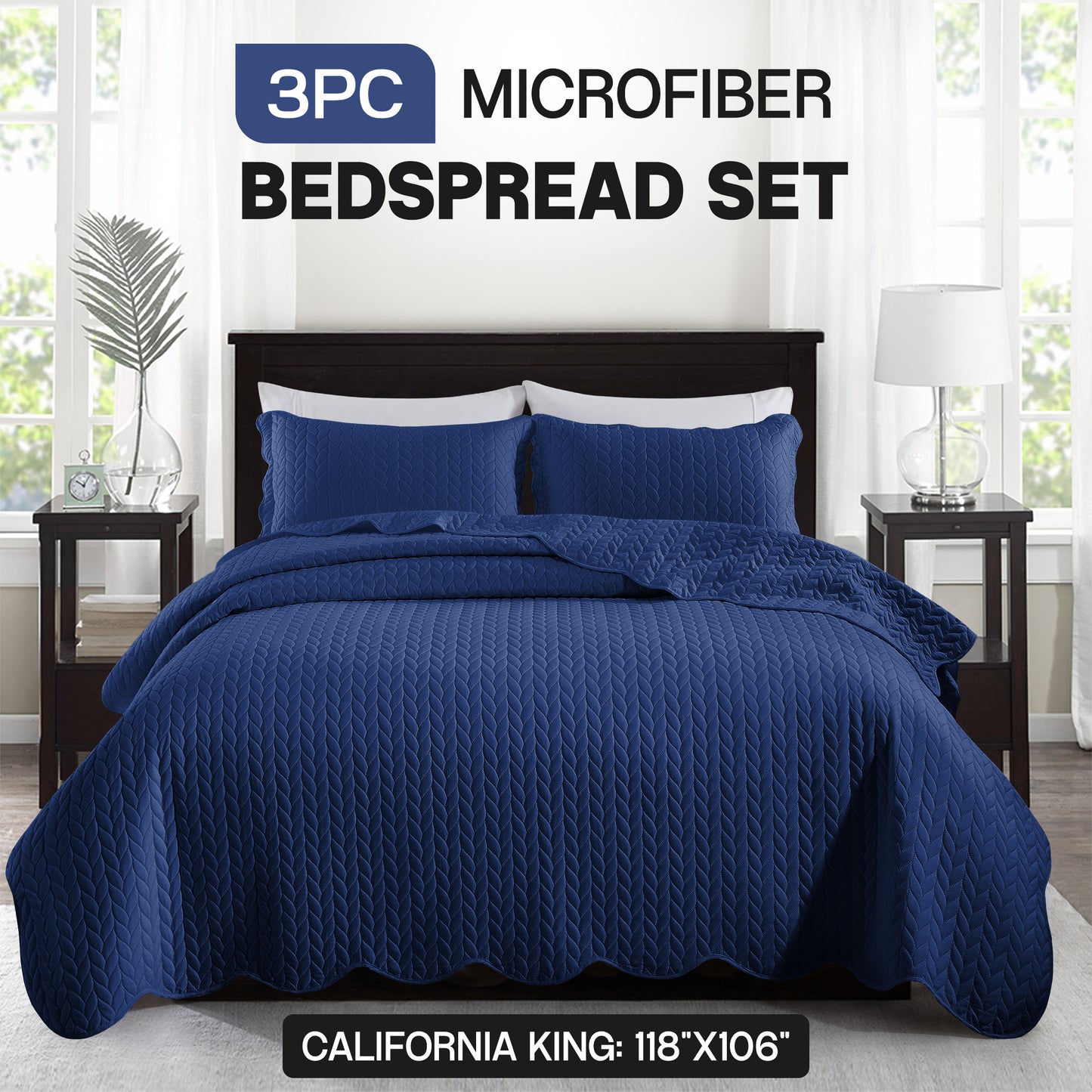 3pcs Bedspread Set Bedspreads with free Pillow Shams - Leaf Pattern Soft & Breathable Bedspread Lightweight Microfiber Bedspread - Modern Style Floral Pattern Coverlet For All Seasons - Christmas Gifts For Family And Friends (1 Bedspread, 1 Or 2 Pillow Sh