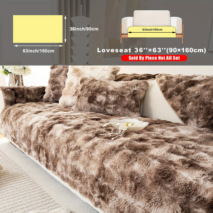 Faux Sofa Cover, Modern Gradual Change Lamb, Thick Fluff, Pet Friendly, Polyester Fiber, Machine Washable, No Printing, Dye Printing, 450-500g Fabric, Suitable for Single, Double, Triple and Combination Sofas