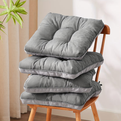New Year Memory Foam Chair Cushions Set Of 4, Kitchen Chair Cushions with Non-Slip Backing, Seat Cushions for Kitchen Chairs, Indoor Chair Pads with Ties 500gsm