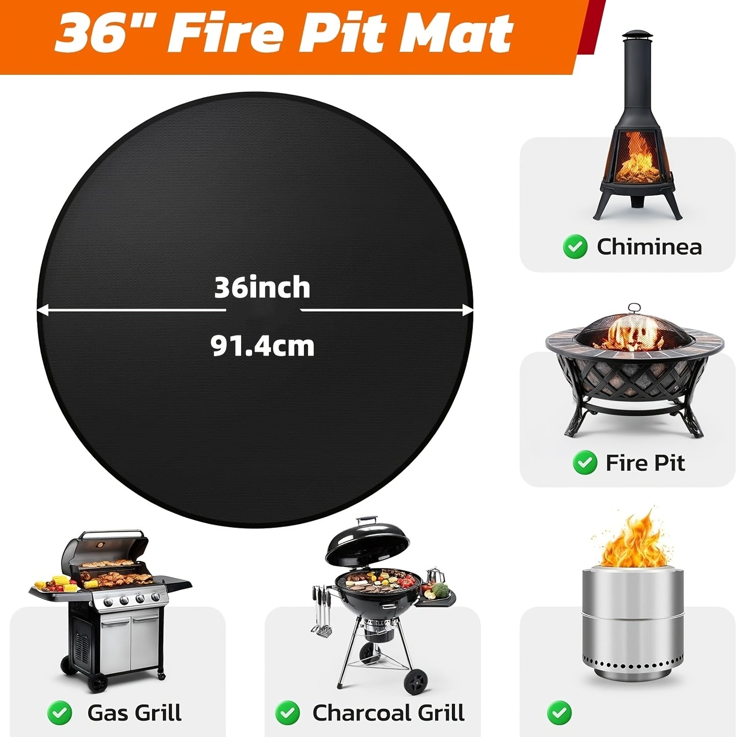 Large BBQ Grill Mat That Is Double-Sided, Fireproof, And Heat-Resistant, Suitable for Outdoor Grills, Fireplaces, Fire Pits, And Smokers. It Serves As a Waterproof And Oil-Proof Protector for Decks And Patios, And Is Easy to Clean