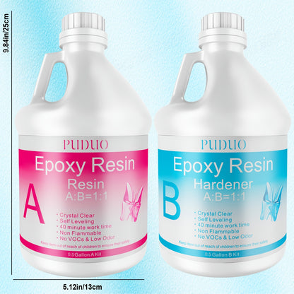 Epoxy Resin Kit Ultra Clear Bubble-Free Self-Leveling – 2-Part Casting & Coating Resin for River Tables Countertops Crafts, Yellowing-Resistant Fast Cure Formula