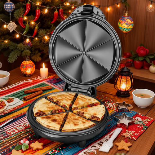 Electric Quesadilla Maker 9.5 Inch – Grilled Cheese Machine, Extra Stuffing Capacity, Easy 6-Wedge Slice, Non-Slip Feet | Also Available as 12 Inch Pizza Maker