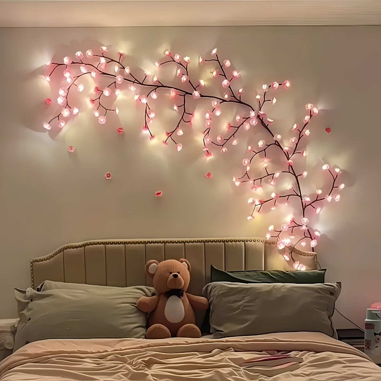 1pc Cherry Blossom Tree Light, Artificial Cherry Blossom Bedroom Decorative Light, Suitable for Parties, Restaurants, Proms, Wall Decorations, Weddings, Holiday Novelty Lighting, Christmas, Home Atmosphere Light