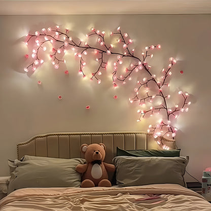 1pc Cherry Blossom Tree Light, Artificial Cherry Blossom Bedroom Decorative Light, Suitable for Parties, Restaurants, Proms, Wall Decorations, Weddings, Holiday Novelty Lighting, Christmas, Home Atmosphere Light