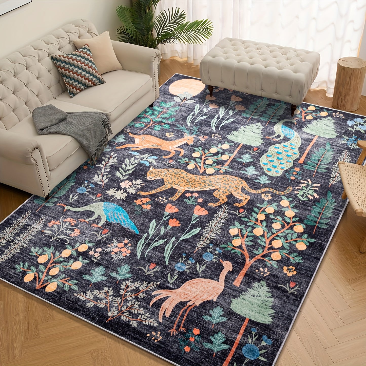 Chakme jungle animal blanket, 5x7 living room tiger area blanket anti slip soft tiger blanket, thin colored animal blanket, bedroom daycare area blanket (5x7ft)