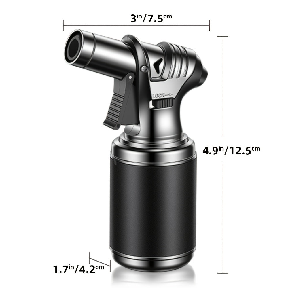 Big Tank Kitchen Butane Torch Lighter Adjustable Flame & Safety Lock - Refillable Blow Torch with Refill Adapters for Creme Brulee, BBQ, Desserts & Baking | Butane Not Included