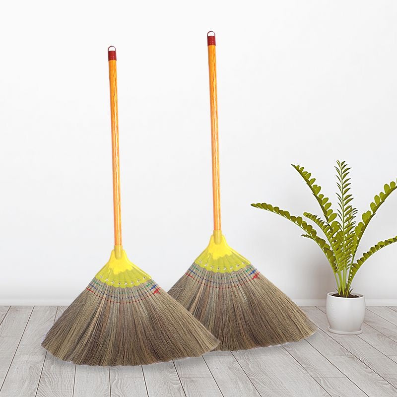 Handmade Thai Style Natural Broom - Extra Long Heavy-Duty Cleaning Broom That Does Not Stick to Hair And Is Suitable for Home, Activity, And Cultural Decoration - Sturdy Asian Grass Construction, Soft Cleaning Tool
