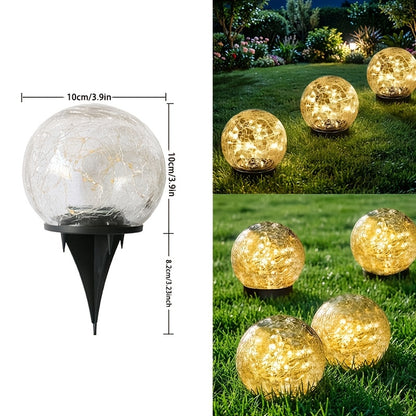 2pcs/4pcs Solar Outdoor Garden Decorative Lights, Cracked Glass Ball Lights, Solar Glass Lawn LED Lights, IP44 Waterproof, Ideal for Gardens, Yards, Lawns, And As Gifts for Family And Friends, with Ground Stake