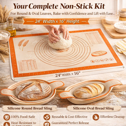 Sourdough Bread Baking Supplies Kit - Danish Dough Whisk, Bread Lame, Proofing Baskets 10 inch Round & 9 Oval, Dough Scrapers, Cooking Brush, Basket Liners Complete Sourdough Starter Bread Making Set